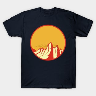 Minimalistic Art Of Vintage Mountains And Sunset T-Shirt